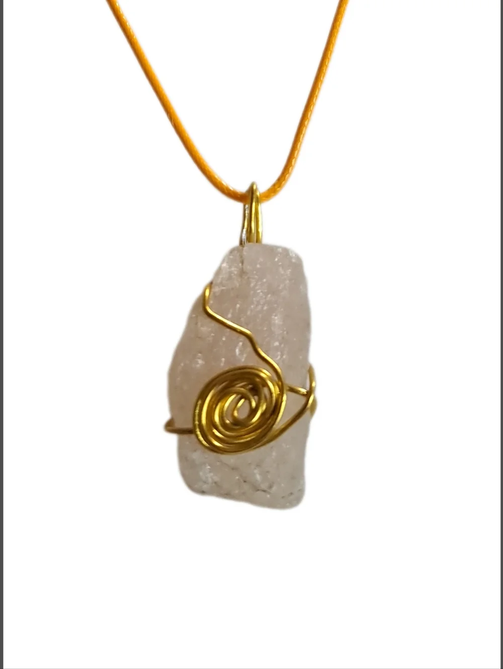Minimalist Raw Pink Quartz Pendant with Cord Necklace | NWOT